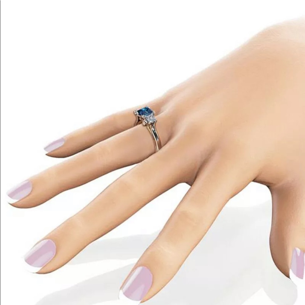 New 925 Silver Two Tone Sapphire Ring - Picture 5 of 6